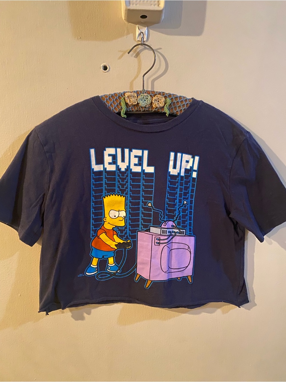 Kids Navy Bart Simpson 'Level Up!' Graphic Tee